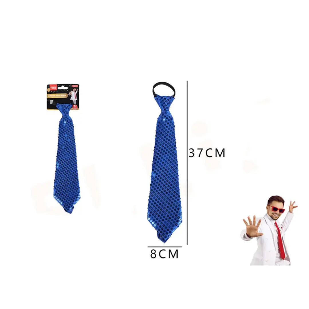 CORBATA DE FIESTA LENTEJUETLA AZUL 8*37CM X1U