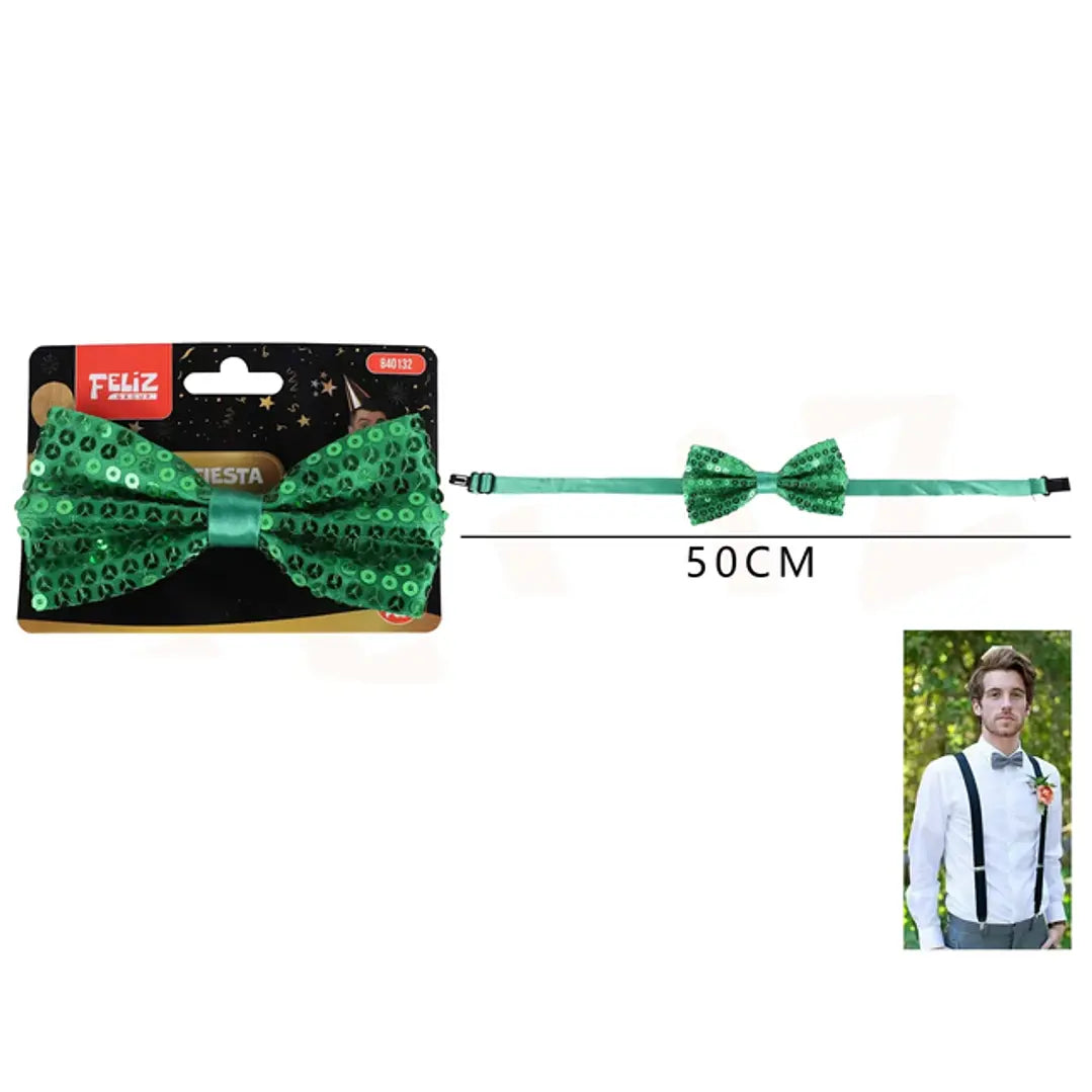 CORBATIN DE FIESTA LENTEJUELA VERDE 50CM X1U