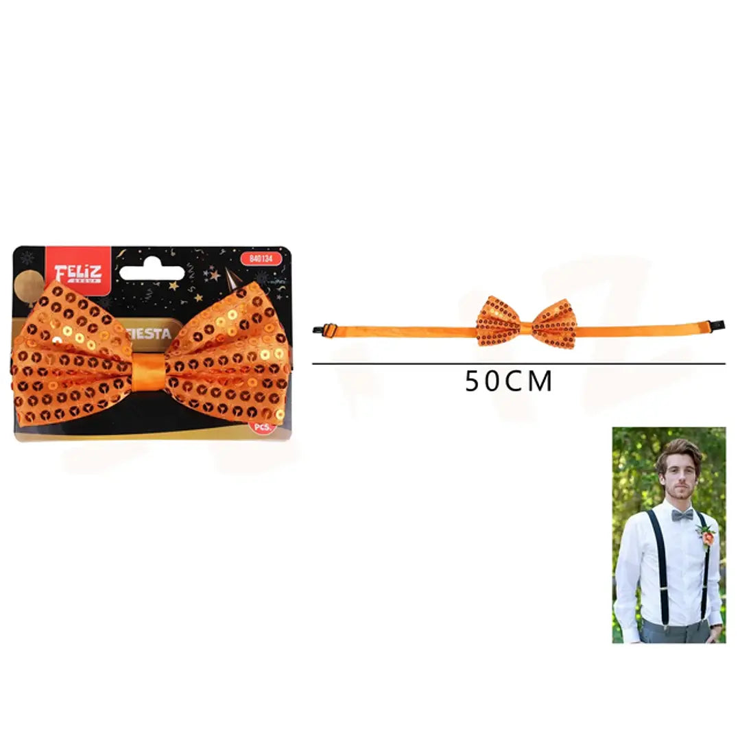 CORBATIN DE FIESTA LENTEJUELA NARANJA 50CM X1U