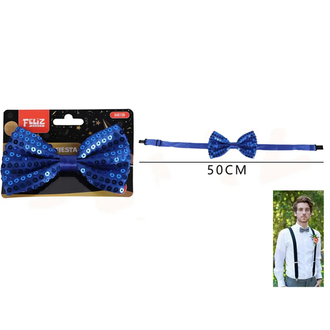 CORBATIN DE FIESTA LENTEJUELA AZUL 50CM X1U