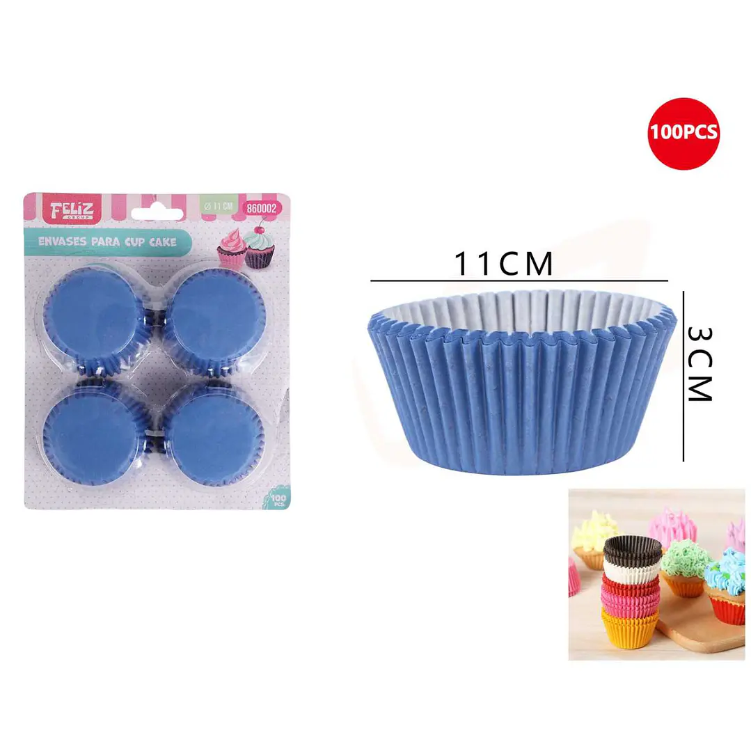 ENVASES CUP CAKE AZUL OSCURO X100U