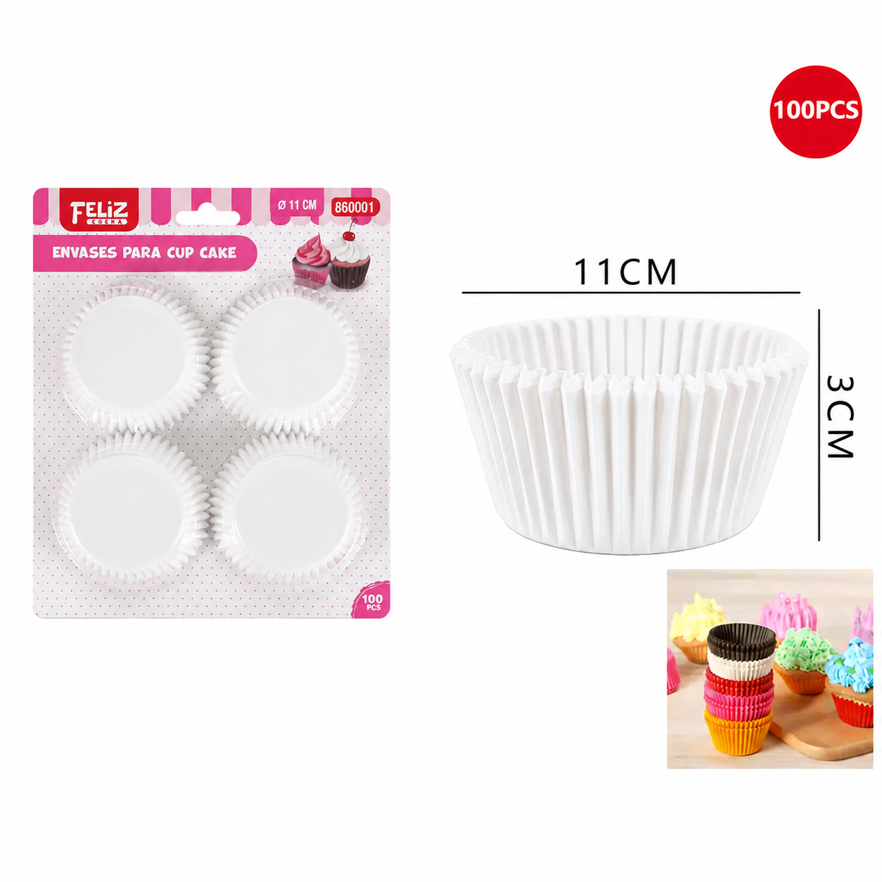 ENVASES CUP CAKE BLANCO X100U