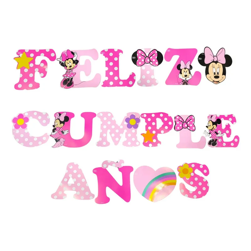 BANDERIN FELIZ CUMPLEAÑOS MINNIE 3M X1U