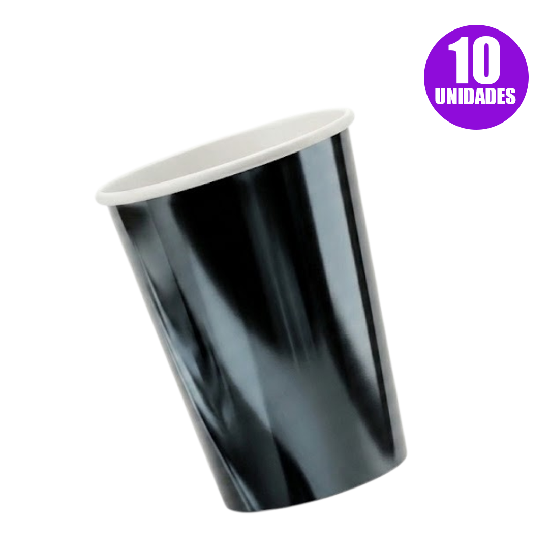 VASO POLIPAPEL METALIZADO 10 U NEGRO