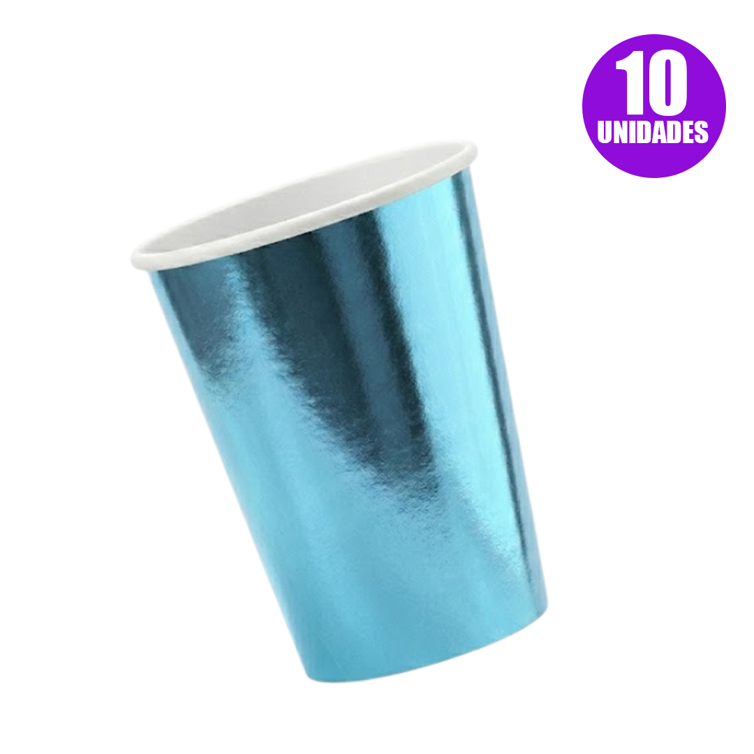 VASO POLIPAPEL METALIZADO 10 U CELESTE