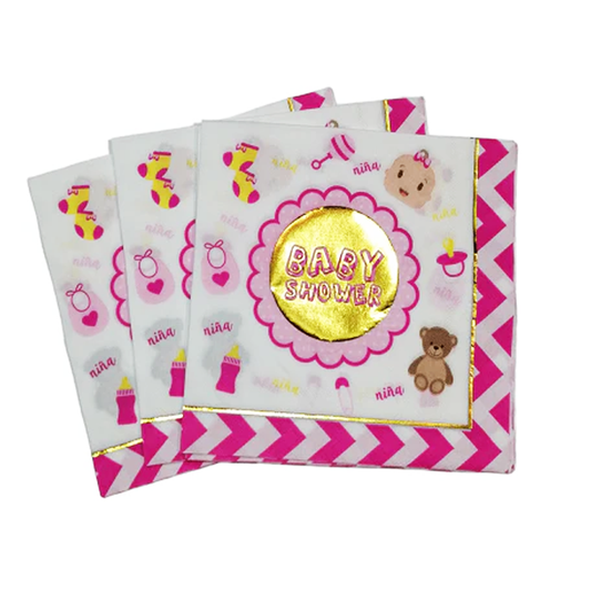 SERVILLETAS BBABY SHOWER NIÑA DORADO X12U