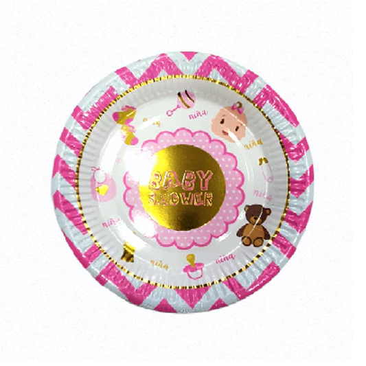 PLATOS BABY SHOWER NIÑA DORADO X6U