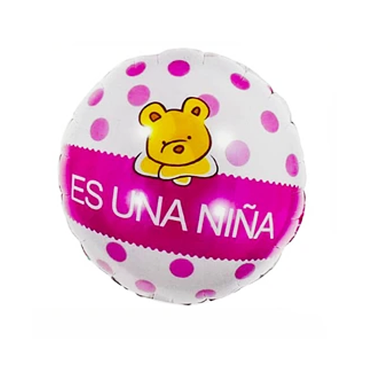 GLOBO METALICO PANTALLA ESCRIBIR OSITO ES NIÑA X1U
