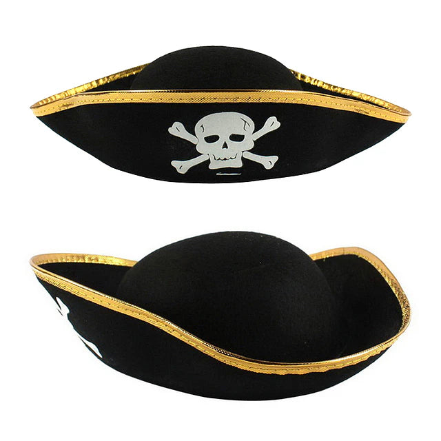 SOMBRERO PIRATA 3 PUNTAS CALAVERA X1U
