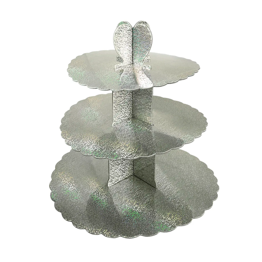 BANDEJA 3 NIVELES METALIZADO PLATEADO X1U