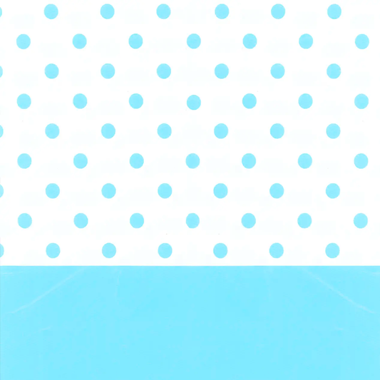 MANTEL PLASTICO PUNTOS CELESTE 137X174CM X1U