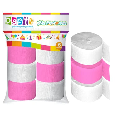 FESTÓN BLANCO/ROSADO 12M X6U