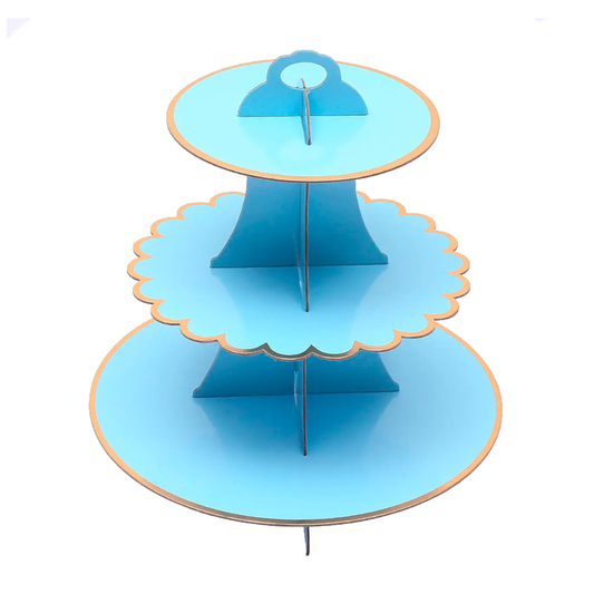 BANDEJA 3 NIVELES PORTA CUPCAKE CELE B/DORADO X1U