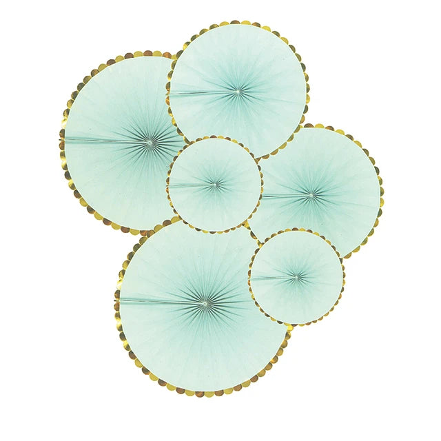 SET DE 6 GUIRNLADAS REDONDAS DECORATIVAS CELESTES / BORDE DORADO X1U