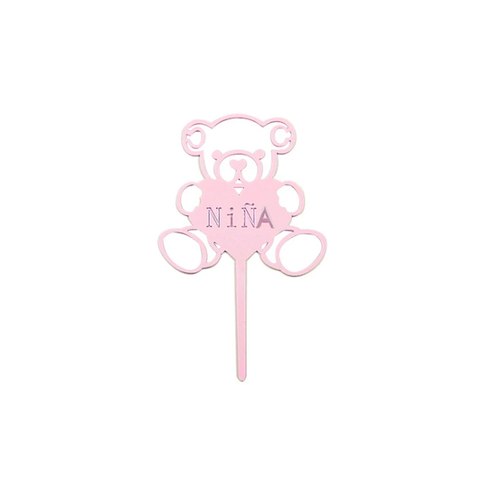 TOPPER TORTA OSO ROSADO NIÑA X1U