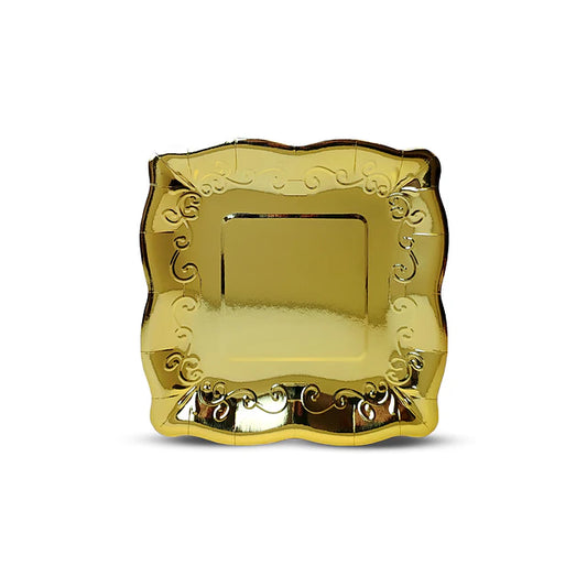 PLATO CARTON CUADRADO DORADO 19CM X10U