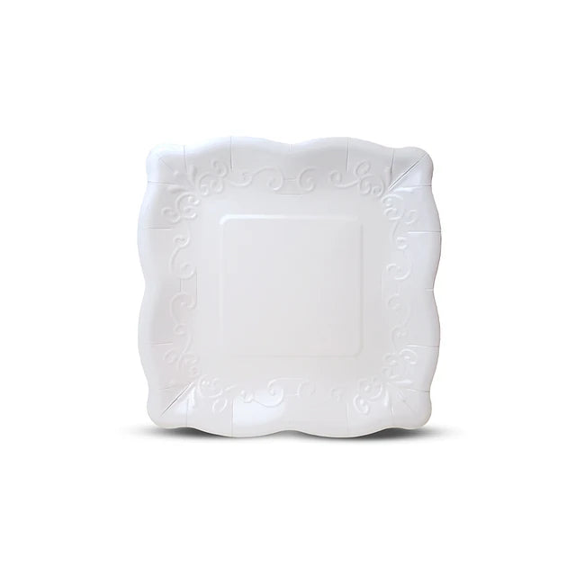 PLATO CARTON CUADRADO BLANCO 19CM X10U