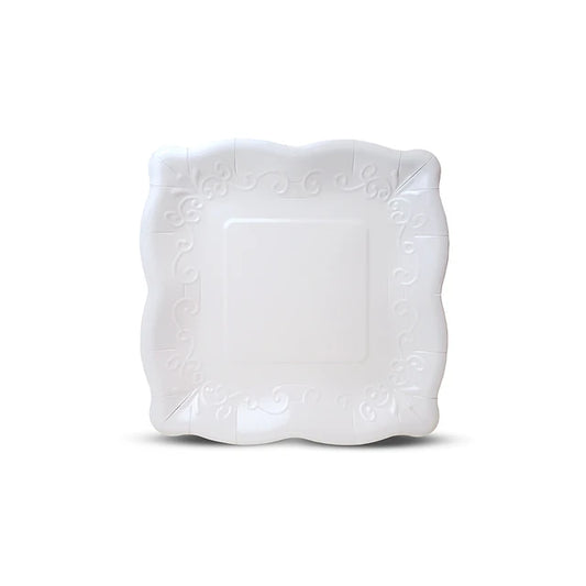 PLATO CARTON CUADRADO BLANCO 19CM X10U