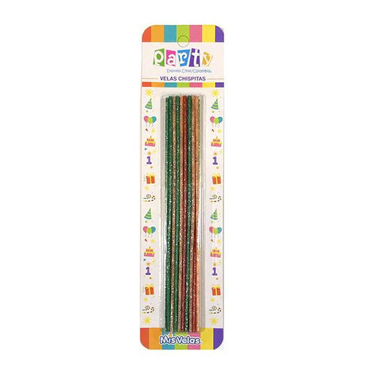 VELAS CHISPITAS COLORES MIXTOS X18U