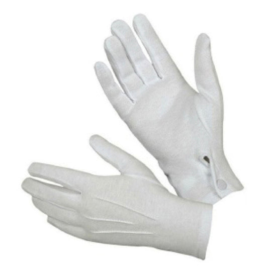 GUANTE DESFILE BLANCO GRANDE CON BROCHE X1U
