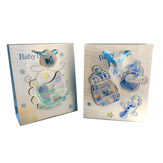 BOLSA REGALO BABY BOY GLITTER 3D KIRAKIRA