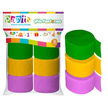 FESTÓN AMARILLO/LAVANDA/VERDE 12M X6U