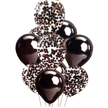 GLOBO LÁTEX CONFETI NEGRO X10U