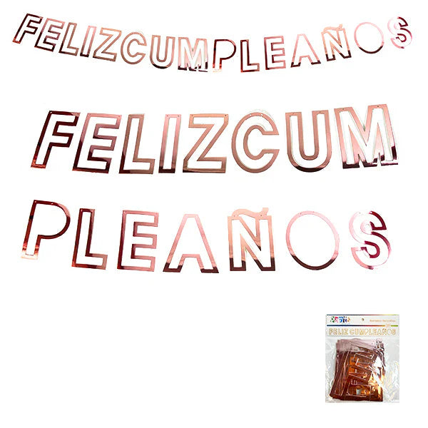 GUIRNALDA FELIZ CUMPLEAÑOS TROQUEL ROSEGOLD X1U