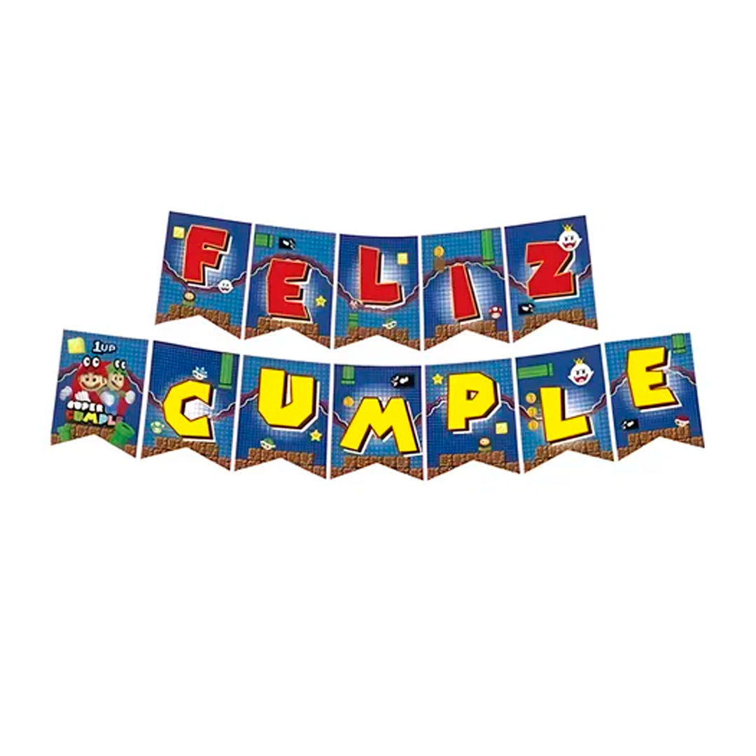 GUIRNALDA FELIZ CUMPLEAÑOS MARIO BROS X1U
