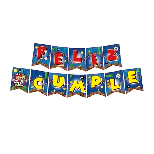 GUIRNALDA FELIZ CUMPLEAÑOS MARIO BROS X1U