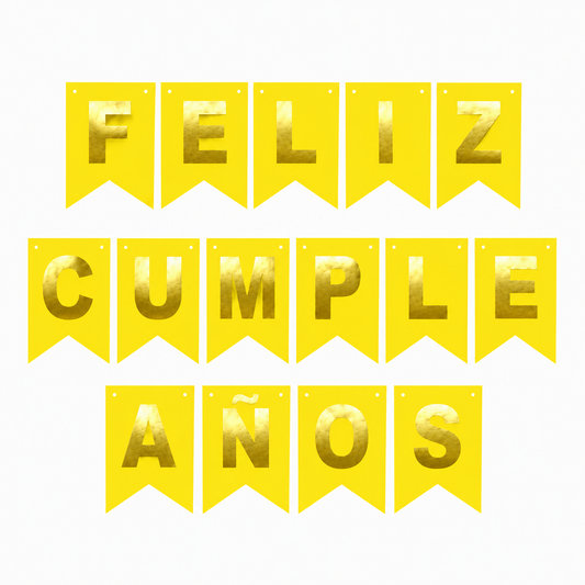GUIRNALDA FELIZ CUMPLEAÑOS FLUOR AMARILLO X1U