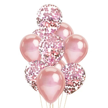 GLOBO LÁTEX CONFETI ROSE GOLD X10U