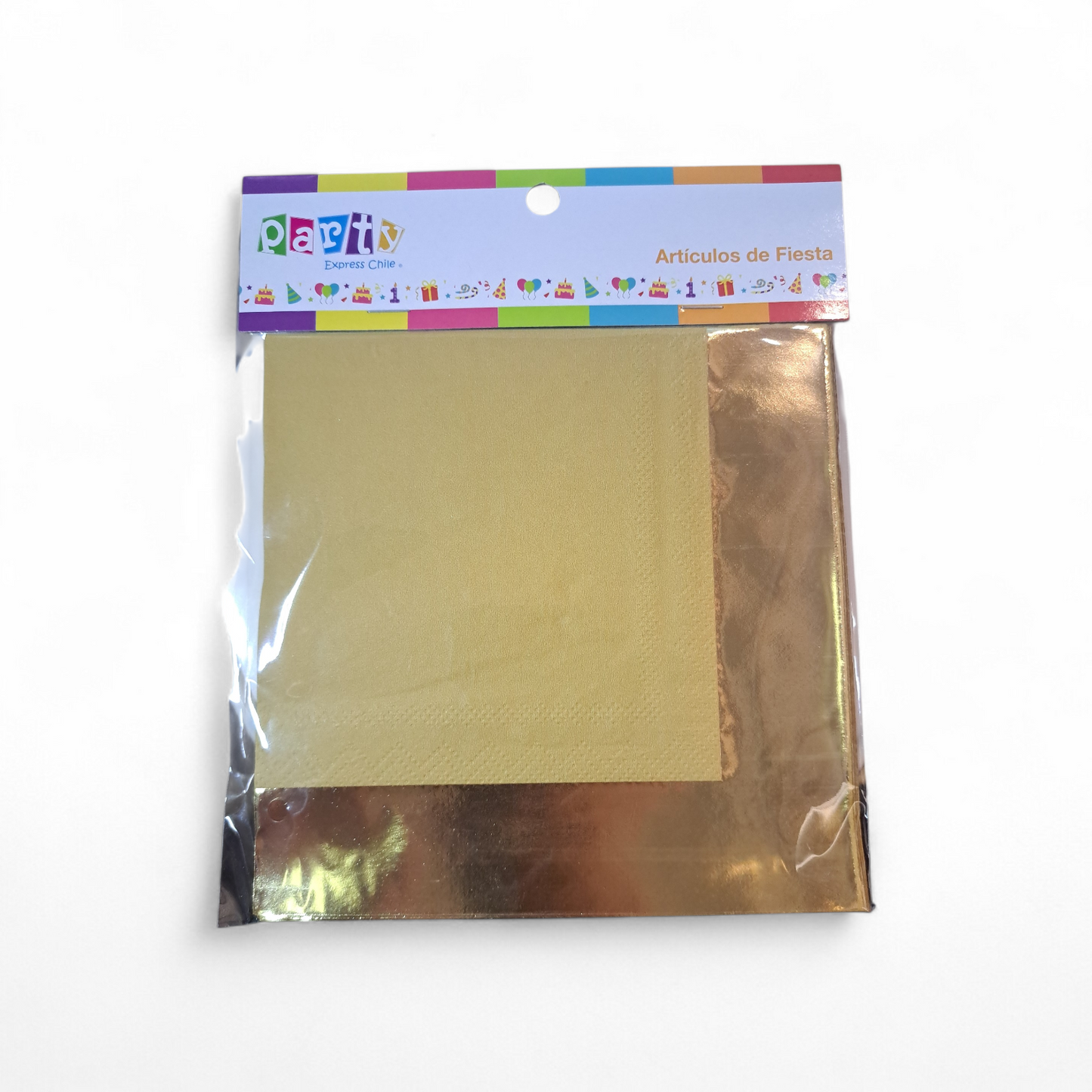 SERVILLETAS FRANJA METALICA DORADA/DORADA 33X33CM X12U