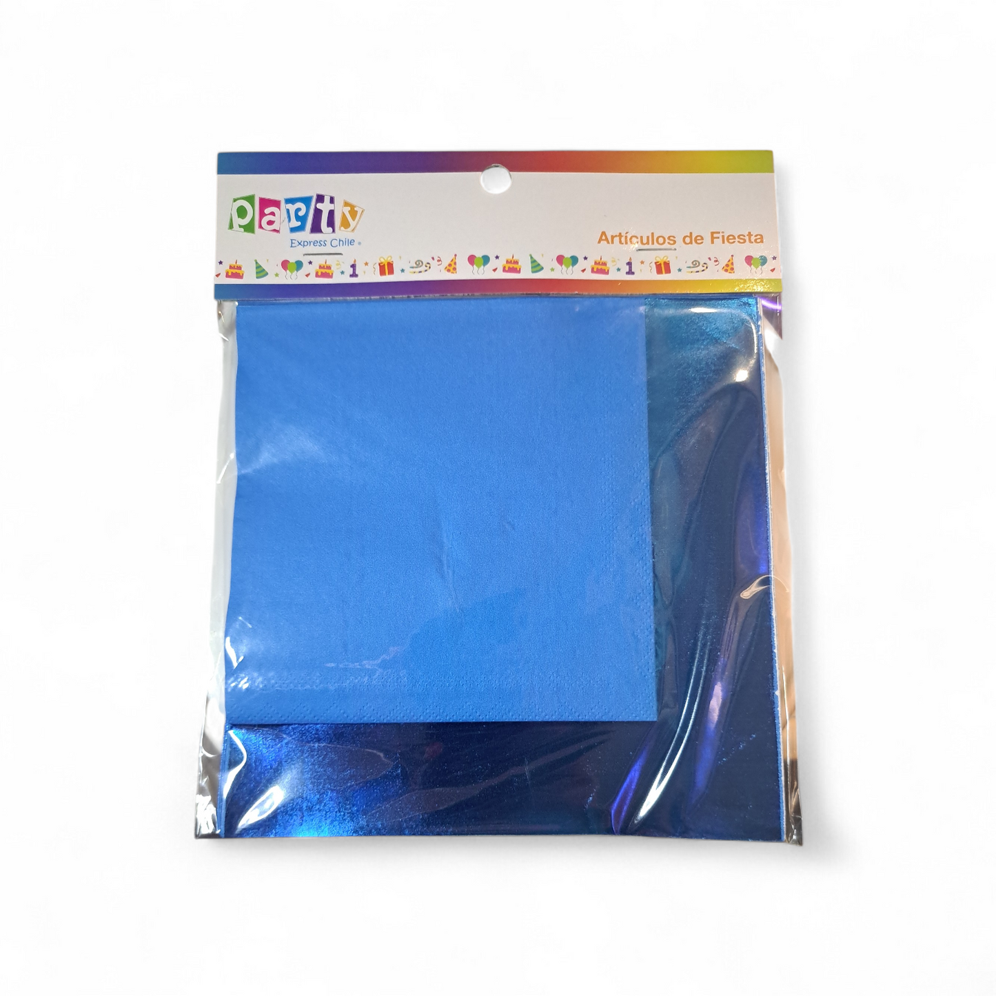 SERVILLETAS FRANJA METALICA AZUL/AZUL 33X33CM X12U