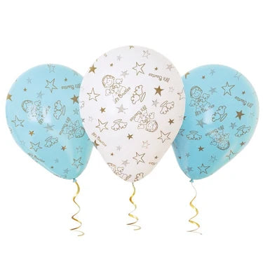 GLOBO 12 BAUTIZO NIÑO CELESTE BLANCO X25U