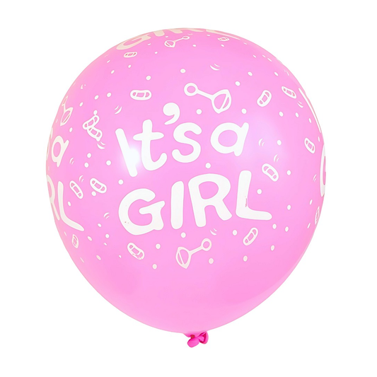 GLOBO BABY SHOWER NIÑA ROSADO BLANCO R12 X25U