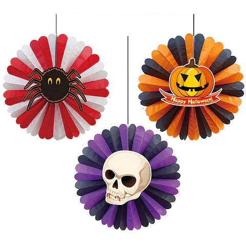 SET ABANICO X 3 40-30-25CM HALLOWEEN (X)