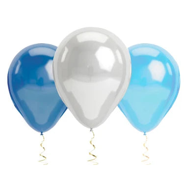 GLOBO METAL SURTIDO AZUL/CELESTE/PLATEADO X25U