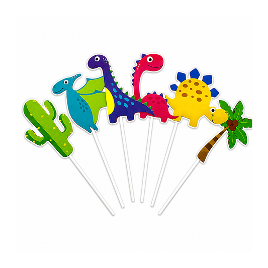 ADHESIVO PICK TORTA DINOSAURIOS X1U