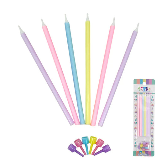 VELAS COLORES MIXTOS PASTEL X6U