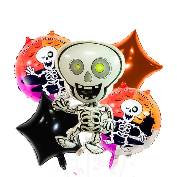 GLOBO MYLAR HALLOWEEN ESQUELETO 5 PZAS