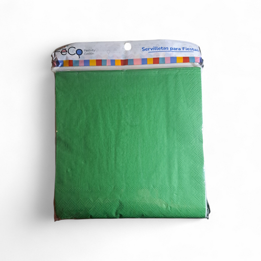 SERVILLETAS COLOR VERDE 33X33CM X20U