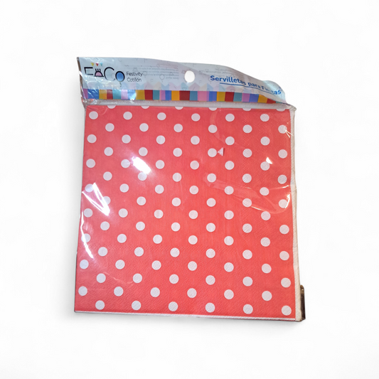 SERVILLETAS PUNTOS BLANCOS/ROJO 33X33CM X20U