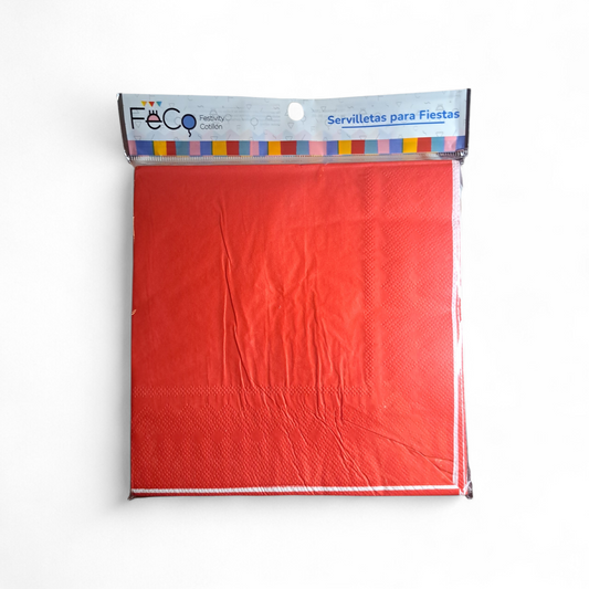 SERVILLETAS COLOR ROJO 33X33CM X20U