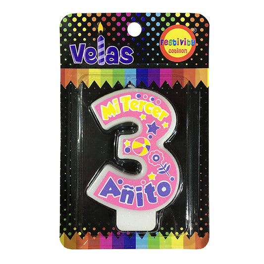 VELA MI 3ER AÑITO ROSADO