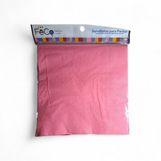 SERVILLETAS COLOR ROSADO 33X33CM X20U