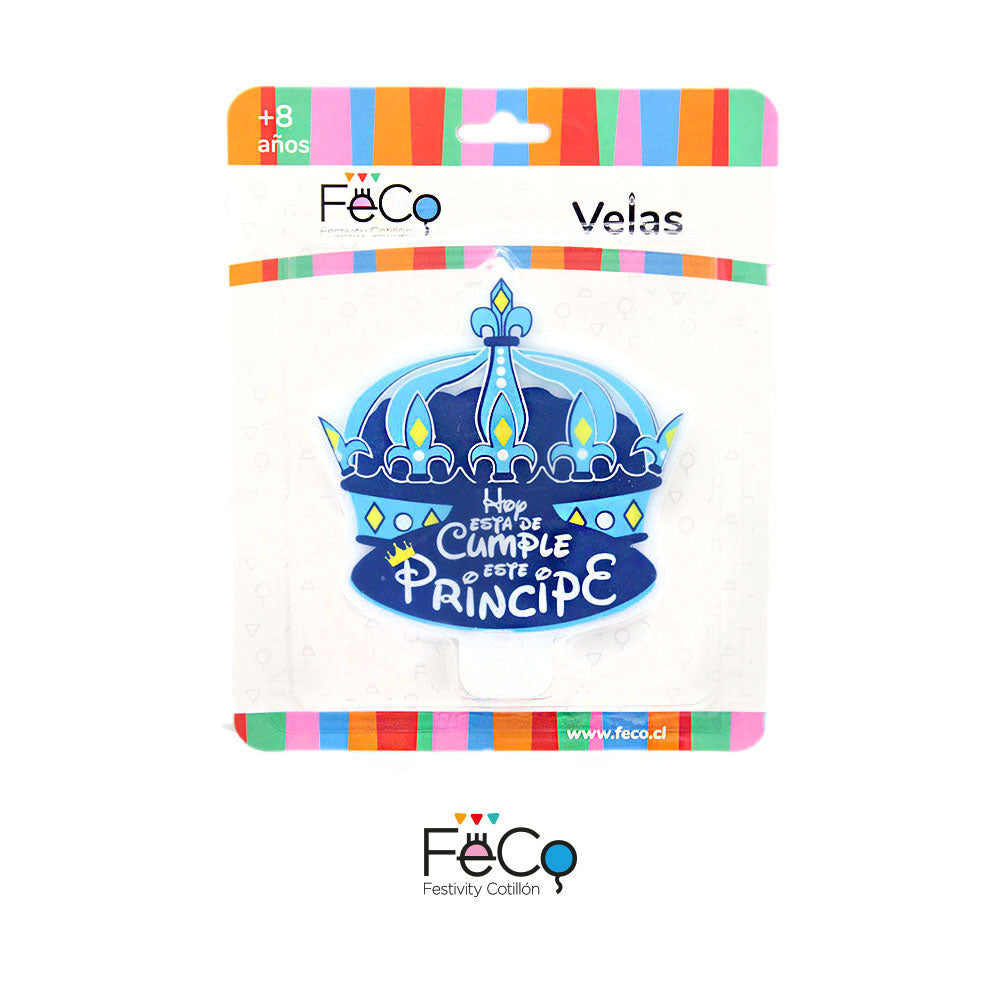 VELA FRASE "HOY ESTÁ DE CUMPLE ESTE PRINCIPE" X1U