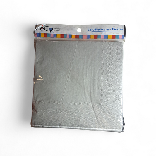SERVILLETAS COLOR PLATEADO 33X33CM X20U