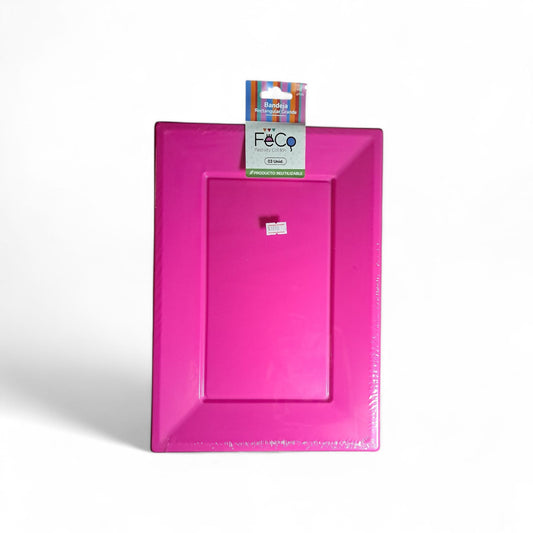 BANDEJA RECT GRANDE FUCSIA X3 UNIDADES