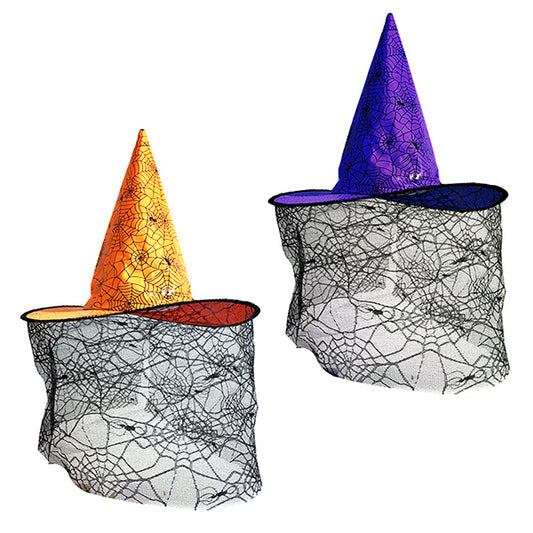 SOMBRERO BRUJA ENCAJE MORADO X1U